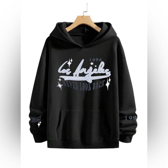 Manfinity EMRG Men's Letter And Star Patterned Long Sleeve Casual Hoodie - Picture 2 of 3